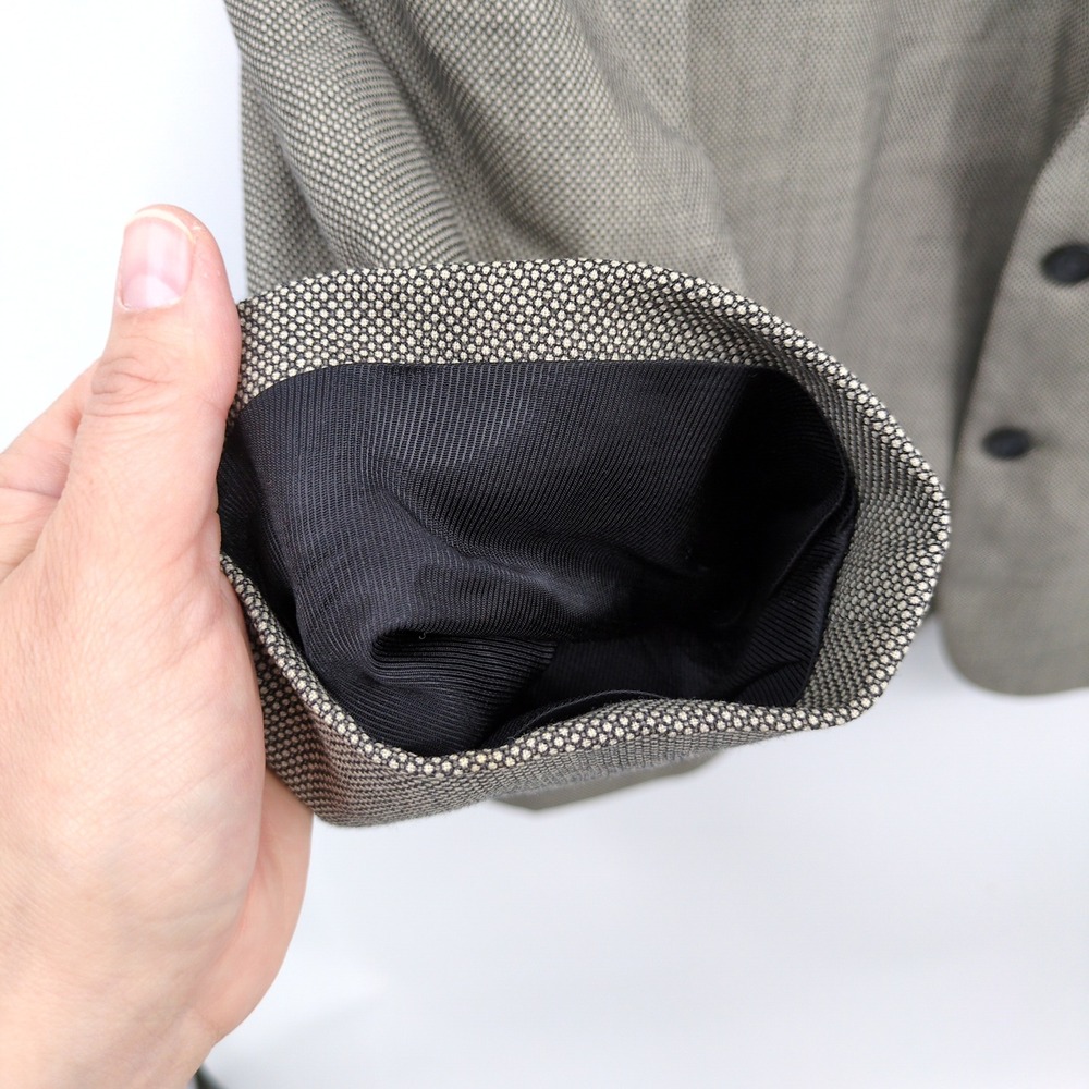 Oscar de la Renta Men's 100% Wool Grey Herringbone 2-Button Blazer Jacket 48L - Picture 8 of 12